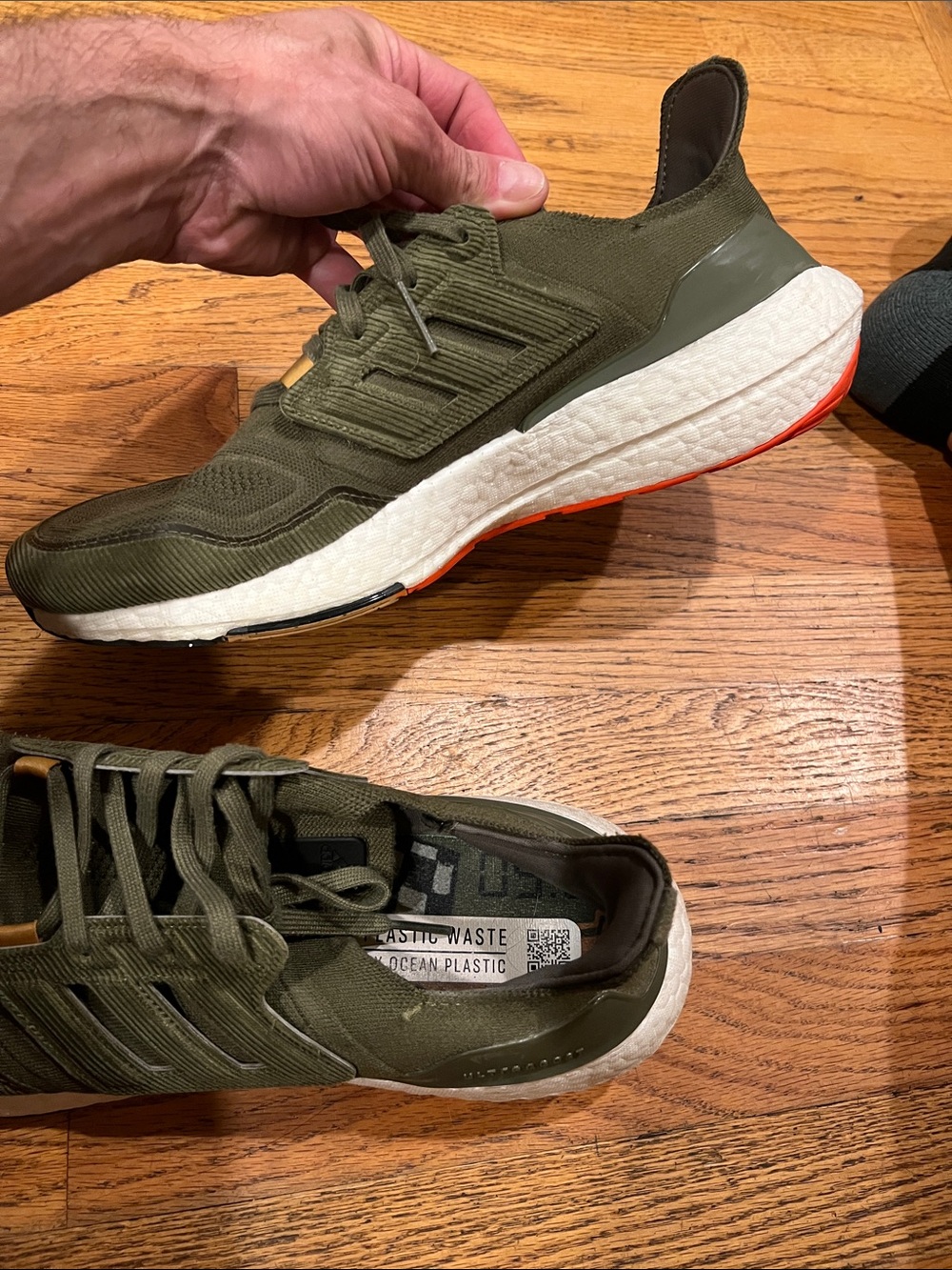 Adidas Ultraboost Men's Olive Green Knit Athletic size 12 M - Picture 8 of 11